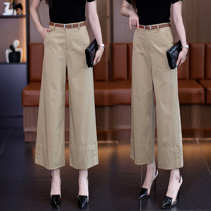 莱赛尔天丝九分阔腿裤女2026年夏季新款简约气质薄款小个子休闲裤
