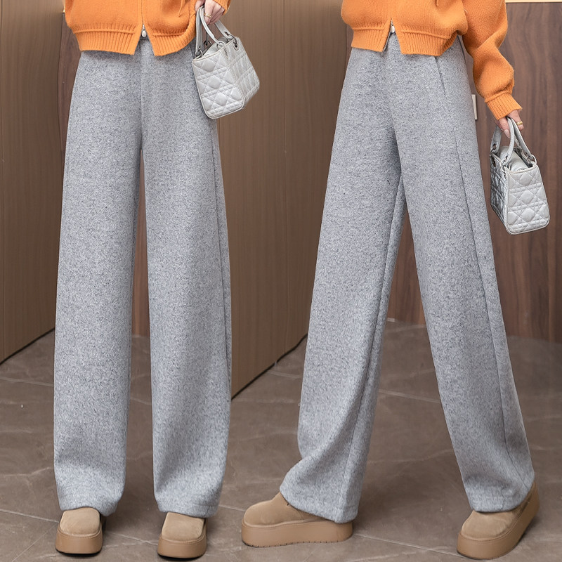 高端澳洲羊毛阔腿裤女2025秋冬新款松紧腰宽松显瘦垂感百搭直筒裤,女装/女士精品,休闲裤,淘宝优惠券,粉丝福利购,淘宝优惠卷