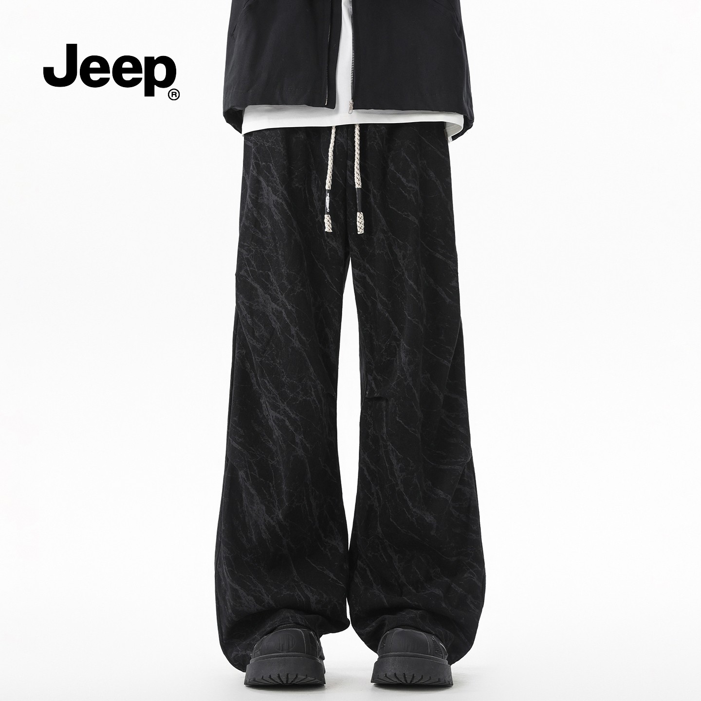 JEEP吉普灯芯绒扎染休闲裤男士春秋新款美式复古宽松直筒阔腿长裤,男装,休闲裤,淘宝优惠券,粉丝福利购,淘宝优惠卷
