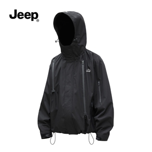JEEP吉普三防泼水登山外套男女款2026秋季新款户外宽松连帽夹克