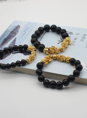2025越南硬金沙金手链3D黑曜石珠景区特色礼品新款设计饰品赠好礼