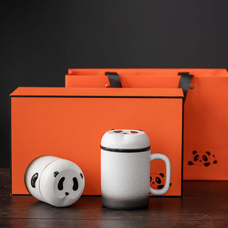 创意熊猫茶杯陶瓷茶水分离泡茶杯公杯带盖过滤个商务礼品定 制,餐饮具,马克杯,淘宝优惠券,粉丝福利购,淘宝优惠卷