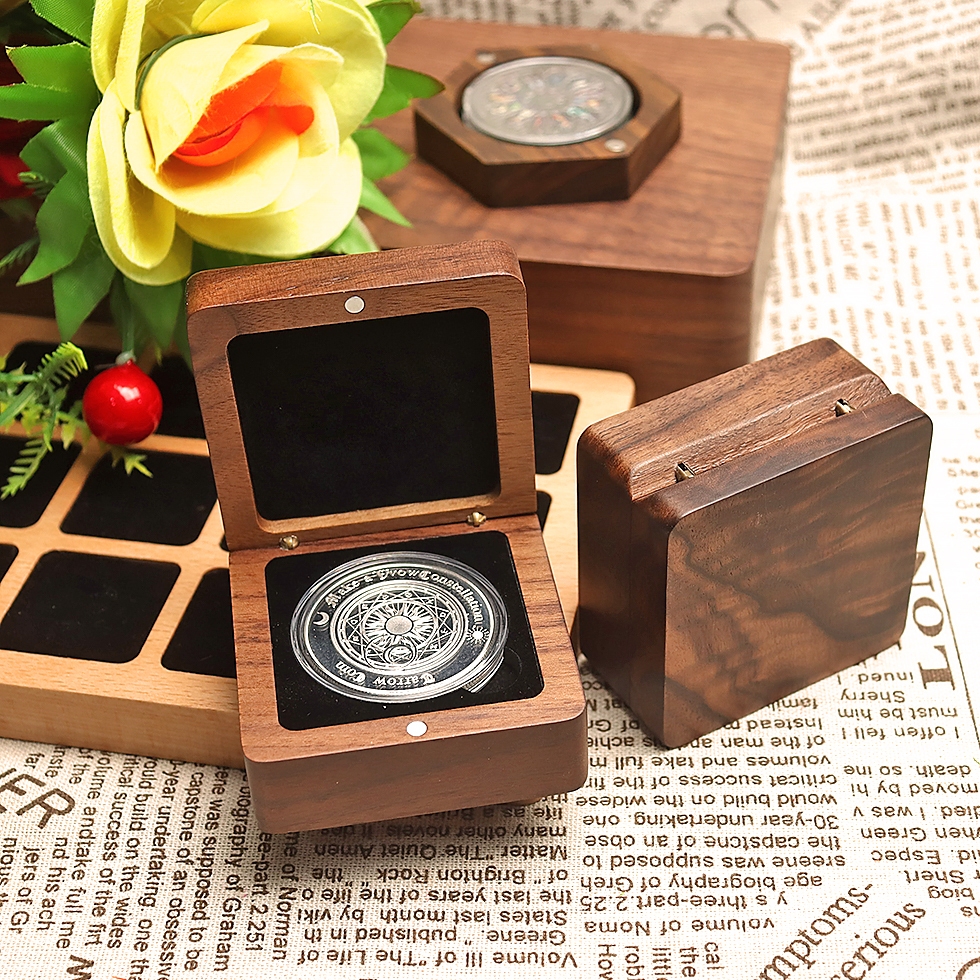 实木黑胡桃纪念币收藏盒