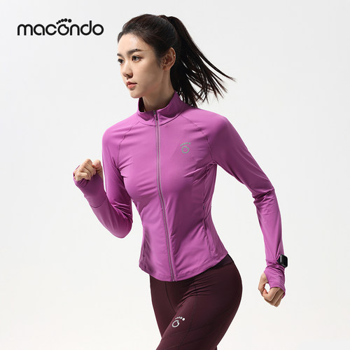 马孔多春夏新款女子针织拉链衫