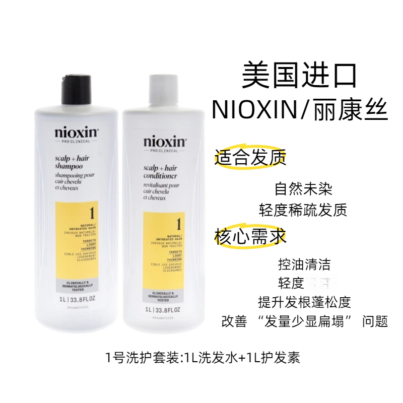 保税发货 NIOXIN丽康丝 美国进口减轻掉发控油1/3号洗护套装