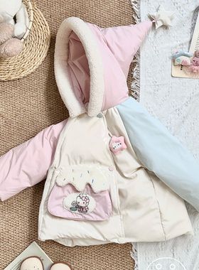 正版cookie女童冬季派克羽绒服 90白鸭绒新款外套连帽加厚冬装