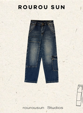 3182冬款女装复古工装裤百搭水洗做旧潮流牛仔长裤