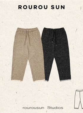 29950冬款女装韩版宽松慵懒松紧腰保暖纯色休闲长裤