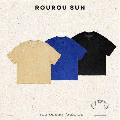 50811纯色女装宽松休闲克兰因蓝圆领百搭短袖T恤