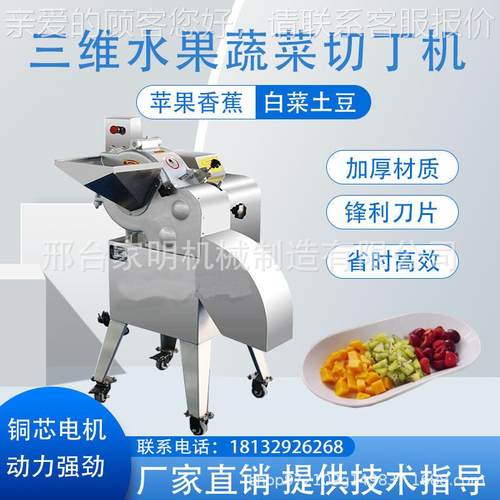 水果RGE蔬肉菜切丁丁机商用土豆菇萝卜切切块设备微冻三维切香丁
