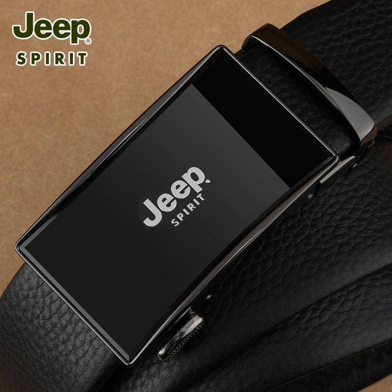 Jeep吉普男士皮带真皮新款年轻人牛皮自动扣腰带商务休闲裤带男款