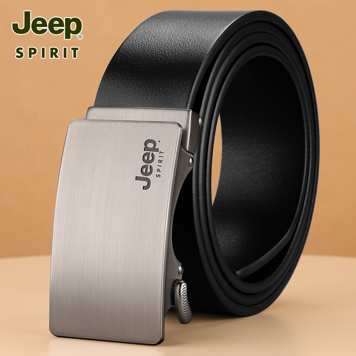 Jeep男士牛皮自动扣百搭腰带