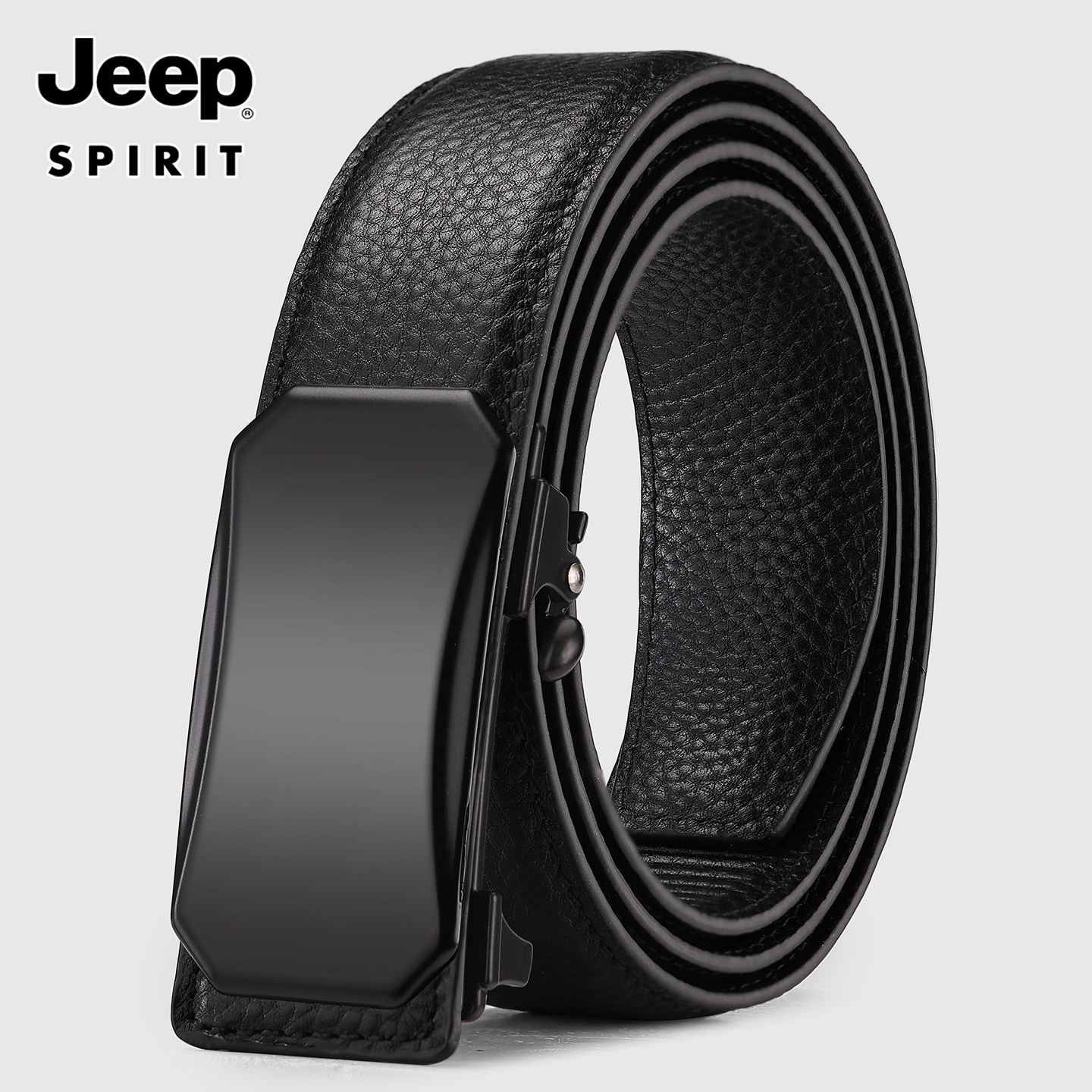 Jeep吉普男士皮带无牙内穿自动扣年轻人潮流男款头层牛皮商务腰带