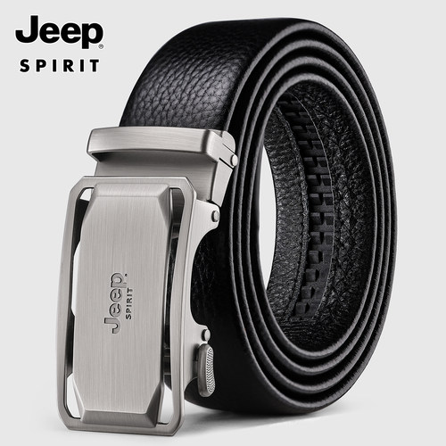 Jeep男士头层牛皮自动扣腰带