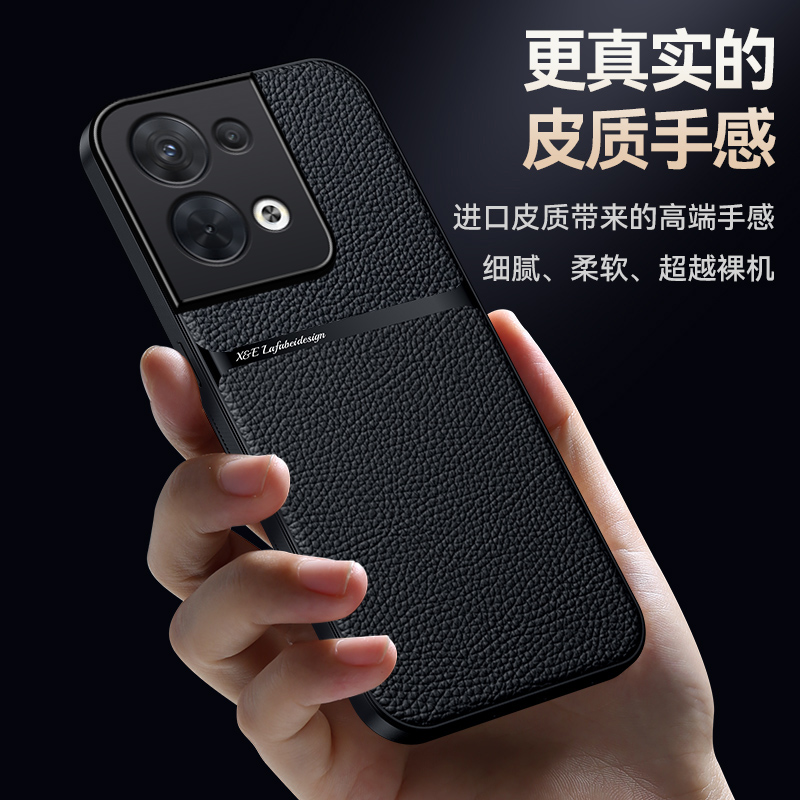 适用oppoReno8t国际5g版手机壳PGBM10保护套0pp0reon8pro高端pgam10素皮纹Ren08pr0+镜头全包pfzm10内置磁吸