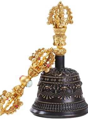 极速惠尔美黄铜尼泊尔工艺五股金刚铃杵手摇法P铃铸造修行器回音