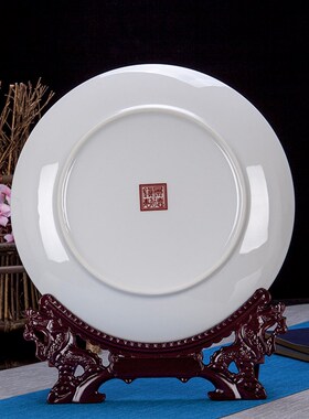 新品粉彩婴戏图装饰盘子摆件景德镇D陶瓷器挂盘现代家居装饰工艺