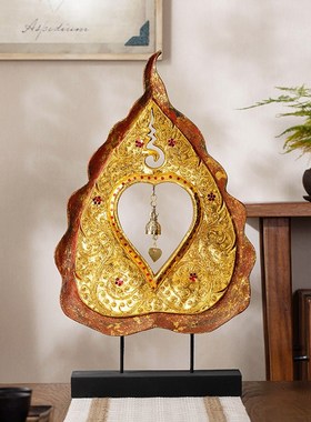 极速泰国菩提叶禅意桌面摆件家居客厅电视酒柜摆设V办公室创意开