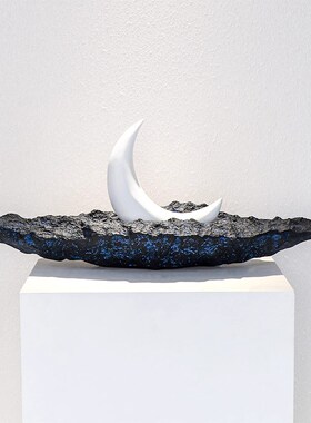 新品意式极简月亮船摆件t客厅电视柜玄关艺术雕塑样板房售楼处软