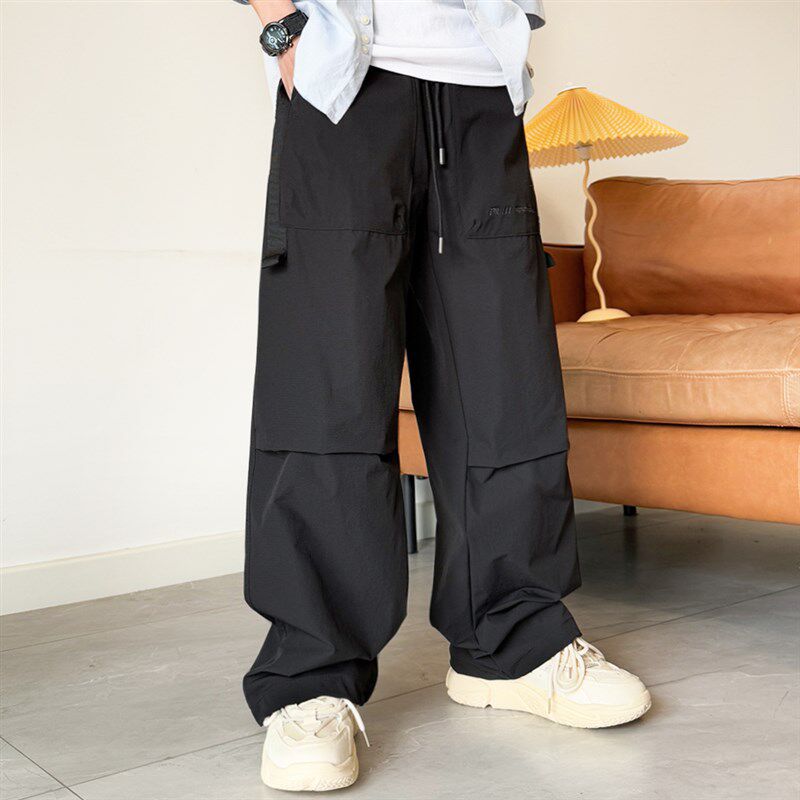 新品夏季大口袋薄j款工装裤男裤子大码速干裤加肥加大宽松直筒休
