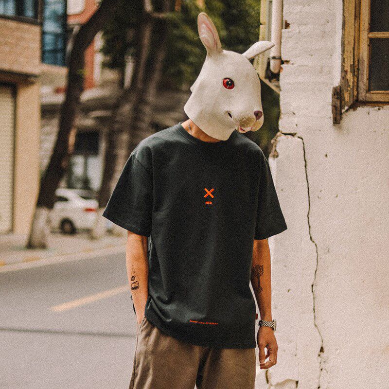 新品纯棉重磅短袖t恤男ins潮牌潮流夏季宽松嘻哈大码半Z袖美式简