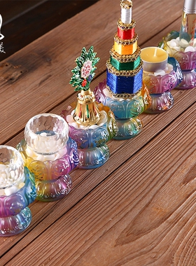 极速惠尔美家用供奉八供组合套装八吉祥供水杯八R宝琉璃碗朵玛食