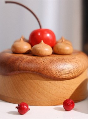 极速樱桃蛋糕首饰盒n/创意木质摆件收纳盒可爱女生乔迁新婚生日礼