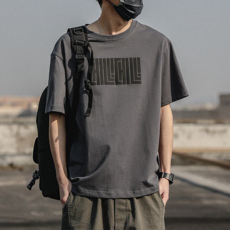 新品纯棉重磅短袖T恤男士夏季日B系潮牌潮流宽松大码半袖美式复古