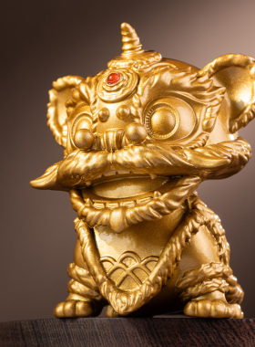 朱炳仁铜狮来运转摇头摆件醒狮造型招财桌面玄关摆件开业乔迁礼品