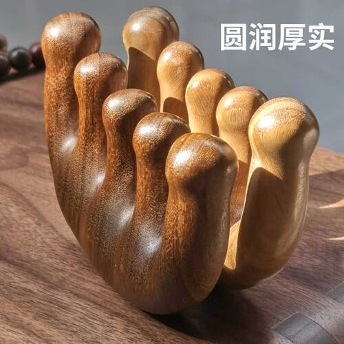 绿檀木头部脖子按摩梳头皮筋络疏通刮痧梳男女头皮经络梳五指宽齿