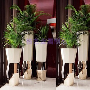 不锈钢 花器 八边形花瓶 景观金属花钵摆件落地花盆 简约现代定制