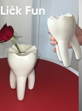 clickfun恶趣味搞怪牙齿花瓶插花器 创意烛台礼物家居桌面摆件