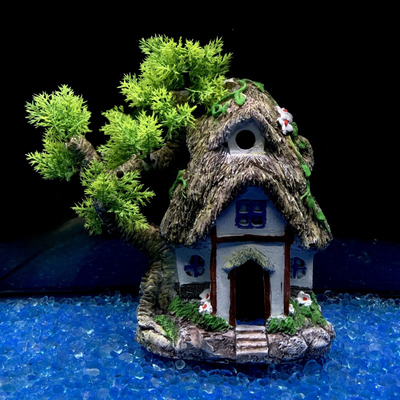鱼缸假山石仿真水草树屋石屋造景躲避洞小型鱼虾躲避屋水族箱摆件