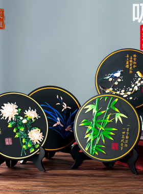 金乌炭雕梅兰竹菊创意家居工艺品摆件客厅书房办公室活性炭艺术品