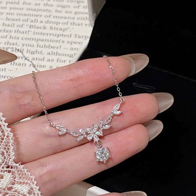 s999纯银 繁花穗穗平安项链轻奢小众正品锁骨链送女友闺蜜