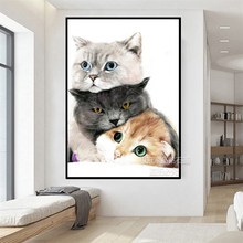 钻石绣2020新款可爱猫咪卡通动物钻石画儿童卧室十字绣满钻简单绣