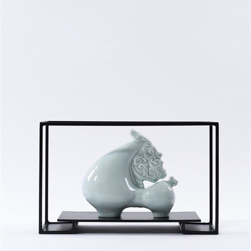 现代新中式陶瓷马摆件家居客厅电视柜办公室会议室装饰工艺品摆设