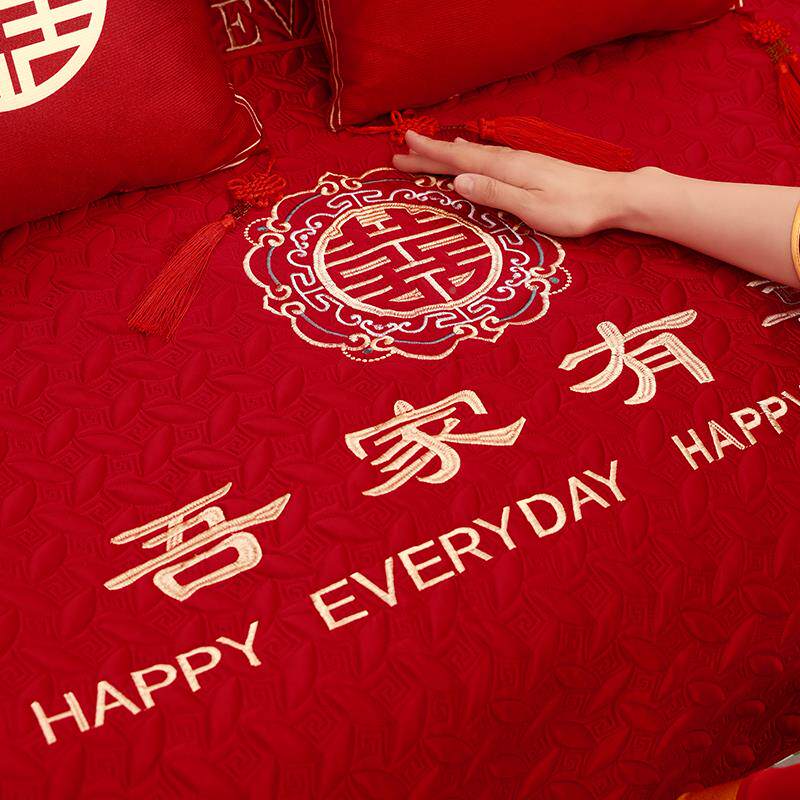 婚沙发盖布中式大红色沙巾刺JHSFJ发绣婚结庆用房品2025新款婚布
