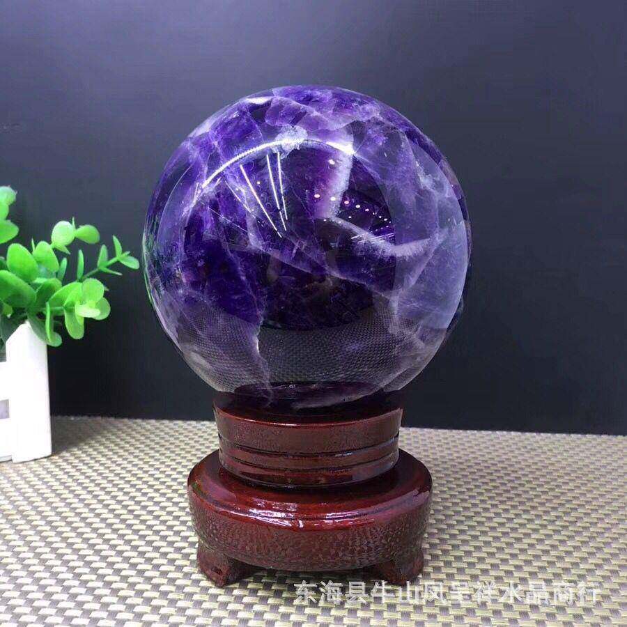 厂供天然紫水晶球紫晶球梦幻紫水晶球风水摆件送底座