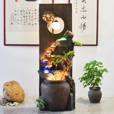 中式假山喷泉流水生财财摆件落地水创意招客景观风轮鱼缸工WCU艺
