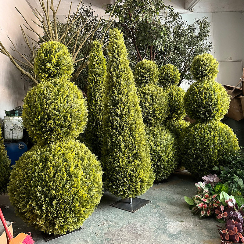仿真球型树婚庆造景球型松柏摆件圣诞树造景软装布置景观源头工厂
