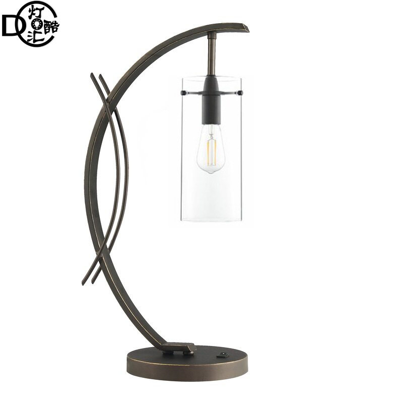 亚马逊美式工业风台灯床头卧室书桌客厅USB充电三档触摸调光灯具