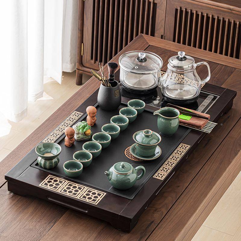 整套茶具茶盘档套装家用高客厅办水公室台功夫全自动泡雨花石套茶