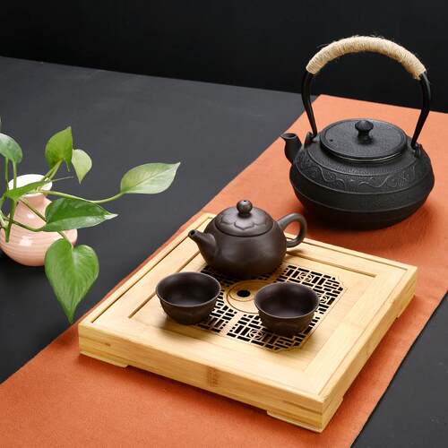 竹功夫小储水蓄水茶盘方家用茶制具套装长形托盘简约现代干泡CSSS