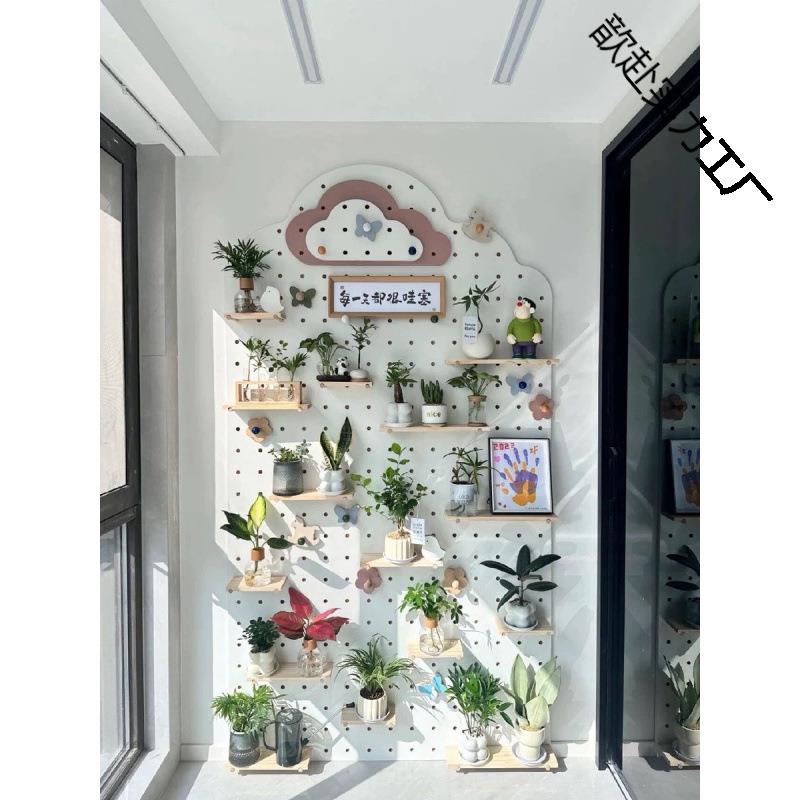 实木洞洞板阳台玄关物架花室内绿客厅窗台墙上ZMZ盆栽置植多肉架