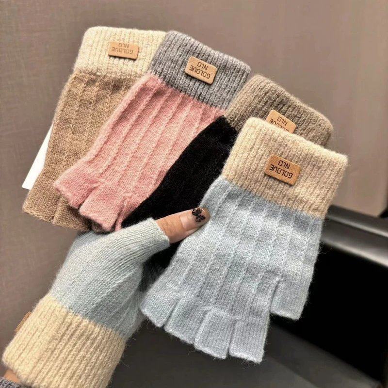 半指手套女冬天五指露指针织毛线手套韩版学生写字半截保暖防寒N,服饰配件/皮带/帽子/围巾,手套,淘宝优惠券,粉丝福利购,淘宝优惠卷