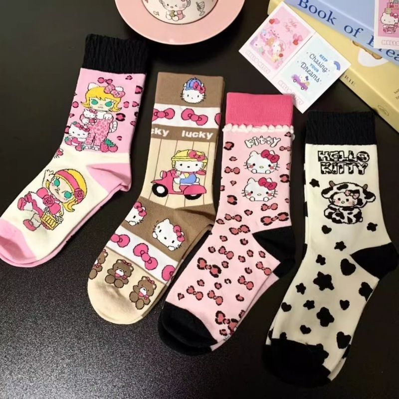 凯蒂猫卡通图案春夏潮袜少女心的