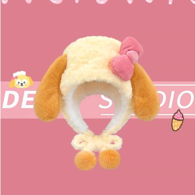 可爱饼饼毛绒雷锋帽子女2025新款秋冬季加厚保暖百搭显脸小护耳L