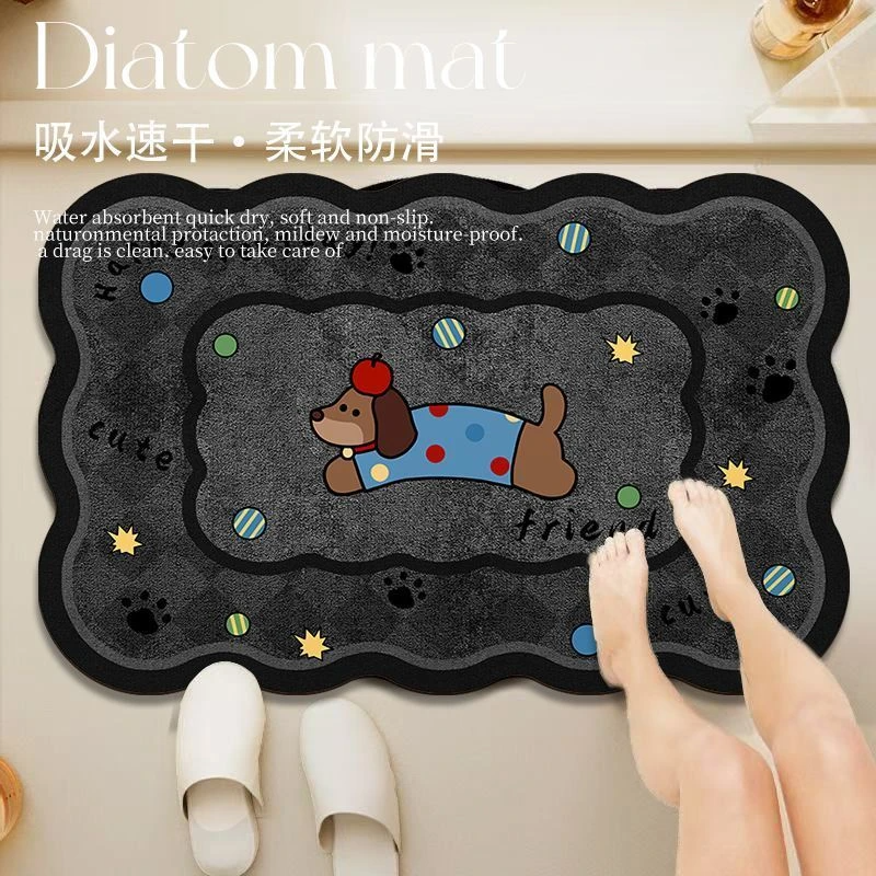 卡通可爱浴室吸水硅藻泥地垫卫生间脚垫门口家用厕所地毯耐脏Q