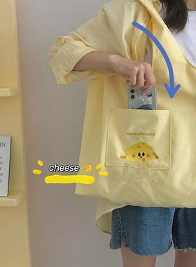 日系原宿可爱古着感少女单肩包韩国ins复古大容量学生上课帆布s